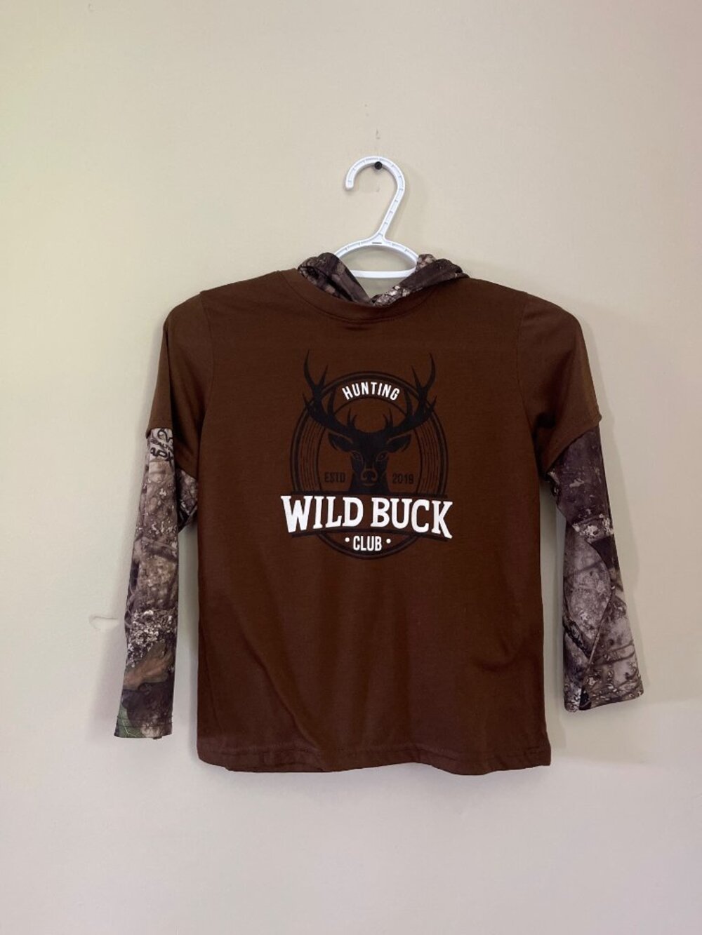 RealTree Apx Boys Size 7 Hoodie Camouflage Long Sleeve Wild Buck Club Graphic